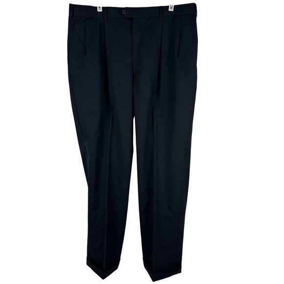 Stafford Super 100s Mens Dress Pants Size 38W 32L Worsted Wool Black - Picture 1 of 5